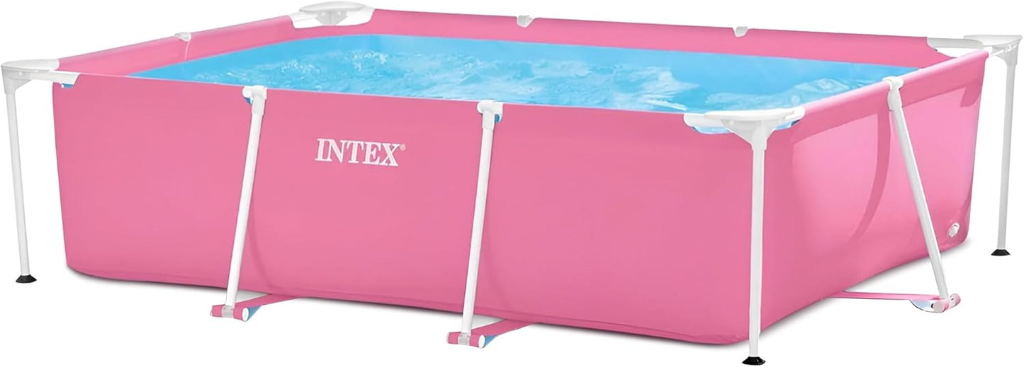 Intex 28290EH 8 Feet by 30 Inches Easy to Assemble Large Round Metal Frame Above Ground Swimming Pool with Dual Suction Outlet Fittings, Pink