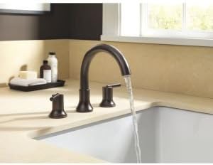 Delta Trinsic Roman Tub Faucet, Brushed Gold Deck Mount Bathtub Faucet, Champagne Bronze T2759-CZ (Valve Not Included)