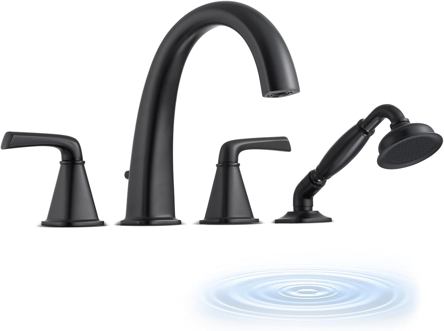 Brushed Nickel Roman Tub Faucet, Solid Brass Bathtub Faucet Set with Valve, 2-Handle Widespread Deck Mount Bathtub Faucets 3 Hole, High Flow Bath Tub Faucet Set with Hot & Cold Supply Lines