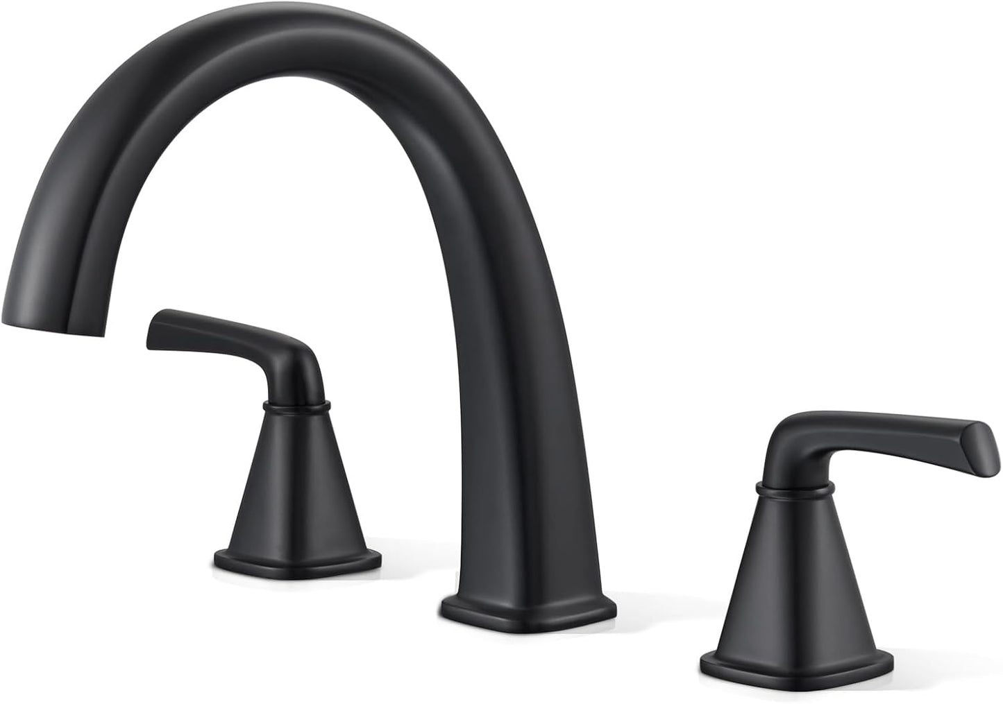 Brushed Nickel Roman Tub Faucet, Solid Brass Bathtub Faucet Set with Valve, 2-Handle Widespread Deck Mount Bathtub Faucets 3 Hole, High Flow Bath Tub Faucet Set with Hot & Cold Supply Lines