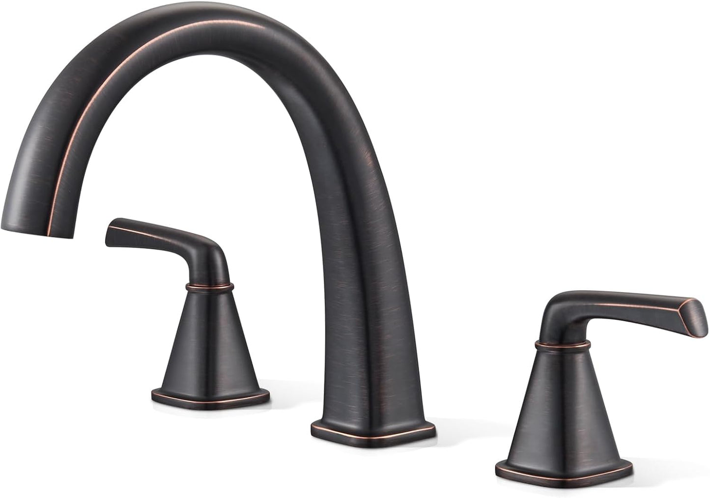 Brushed Nickel Roman Tub Faucet, Solid Brass Bathtub Faucet Set with Valve, 2-Handle Widespread Deck Mount Bathtub Faucets 3 Hole, High Flow Bath Tub Faucet Set with Hot & Cold Supply Lines