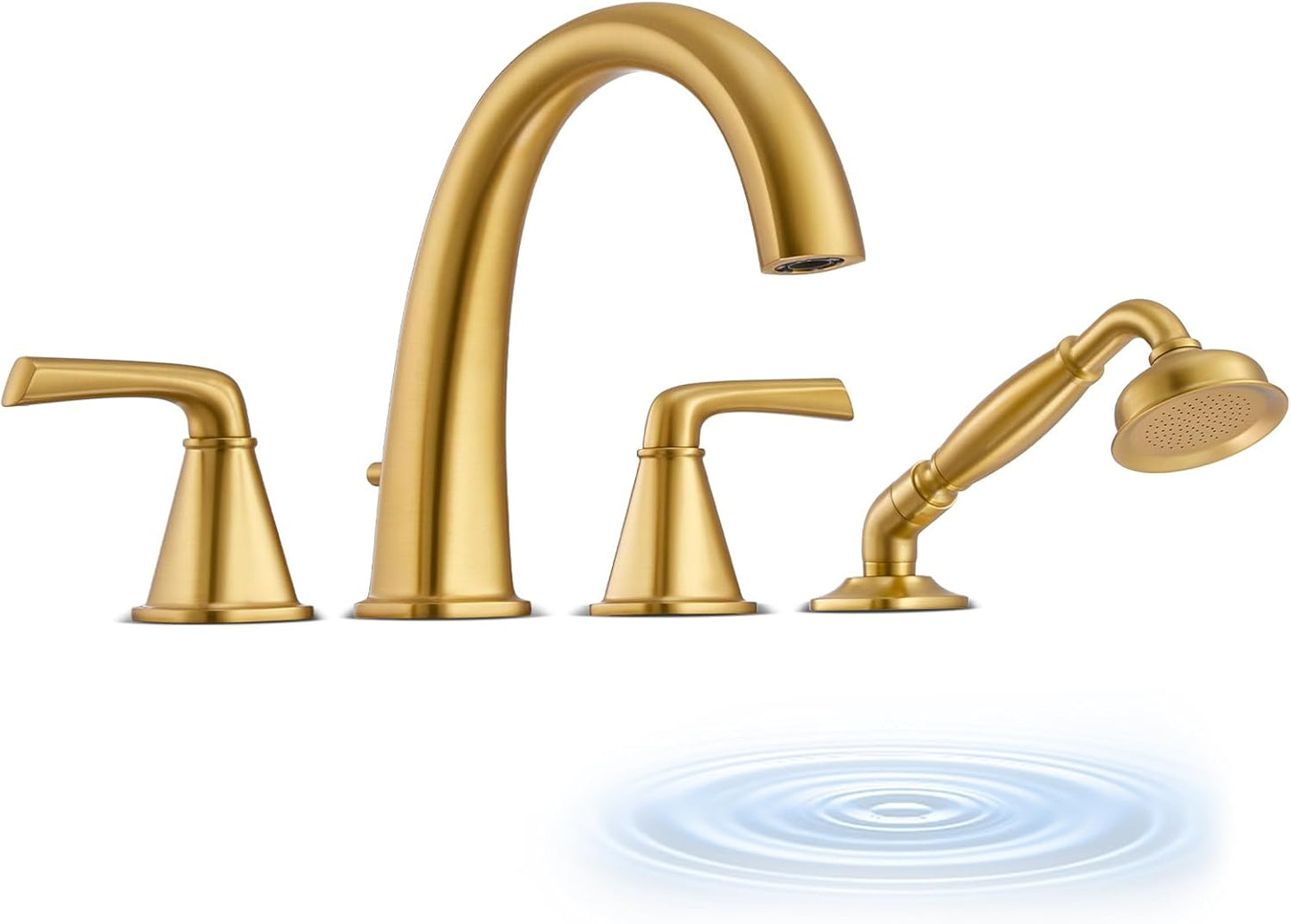 Brushed Nickel Roman Tub Faucet, Solid Brass Bathtub Faucet Set with Valve, 2-Handle Widespread Deck Mount Bathtub Faucets 3 Hole, High Flow Bath Tub Faucet Set with Hot & Cold Supply Lines