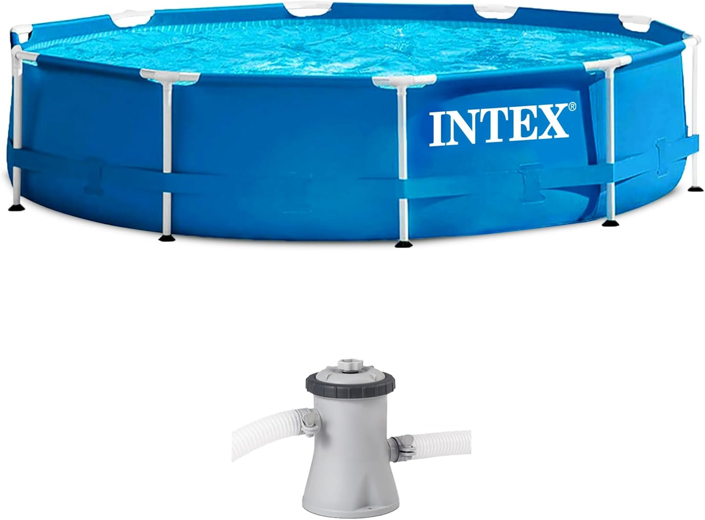 INTEX 28211EH Metal Frame Above Ground Swimming Pool Set: 12ft x 30in – Includes 530 GPH Cartridge Filter Pump – Puncture-Resistant Material – Rust Resistant – 1718 Gallon Capacity