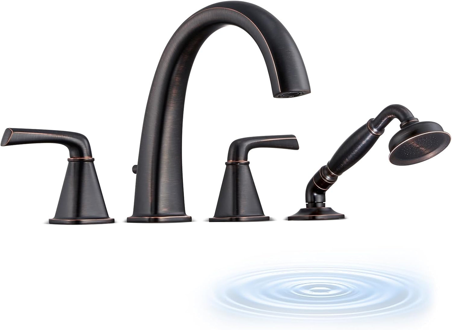 Brushed Nickel Roman Tub Faucet, Solid Brass Bathtub Faucet Set with Valve, 2-Handle Widespread Deck Mount Bathtub Faucets 3 Hole, High Flow Bath Tub Faucet Set with Hot & Cold Supply Lines