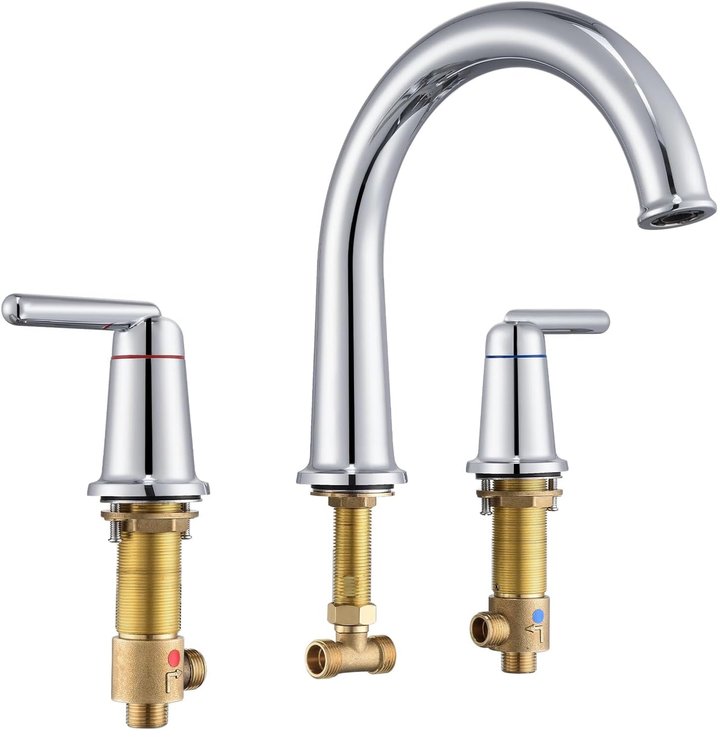 Bathtub Faucet Set 3 Hole, Widespread Deck Mount Tub Faucet with Valve Brass High Flow Tub Filler Garden Bath Tub Faucet Set 2-Handle High Arch Roman Bathtub Faucets Matte Black WT-9807BK