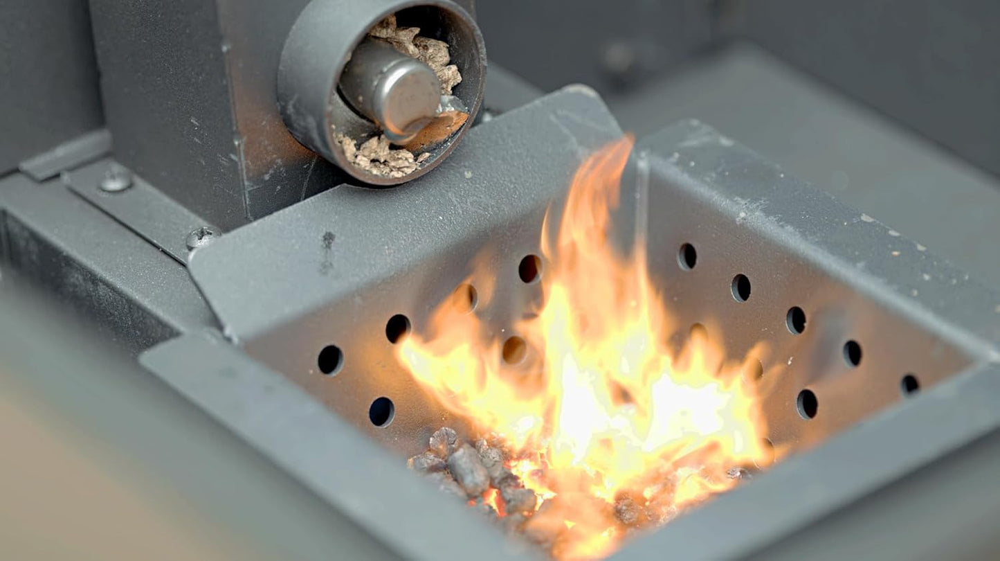 Freedom Stoves Portable Pellet Grill Smoker with Peaked Lid Smoke, Grill, Sear Includes 2 Meat Probes 8.5LB Hopper Capacity & Timer -12vDC / 120AC - BBQ for Camping Tailgating Condos Boating Beach