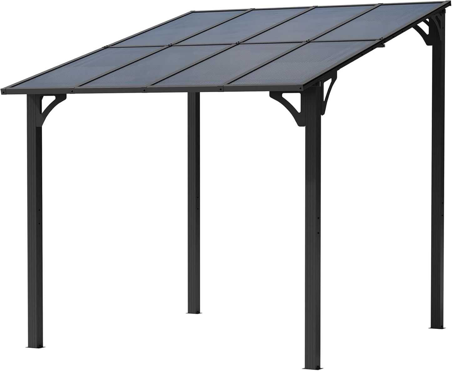 Shintenchi 8’x 10’ Gazebo,Metal Wall-Mounted Gazebo Pergola,Outdoor Patio Lean to Gazebo,Awnings with Sloped Roof,for Backyard,Porch,Deck