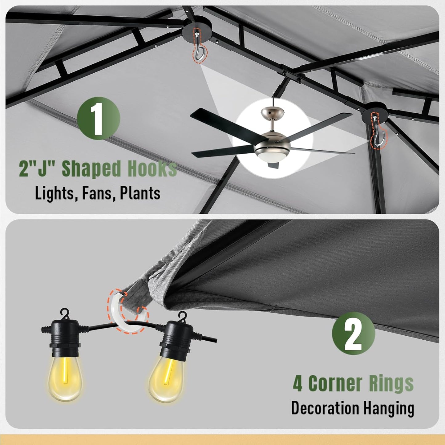 AOXUN Outdoor Gazebo for Patio 10x12, Metal Frame Canopy with Double Roofs, Heavy Duty Party Tent and Shelter with Mosquito Netting and Privacy Screen for Backyard, Lawn, Garden, Deck