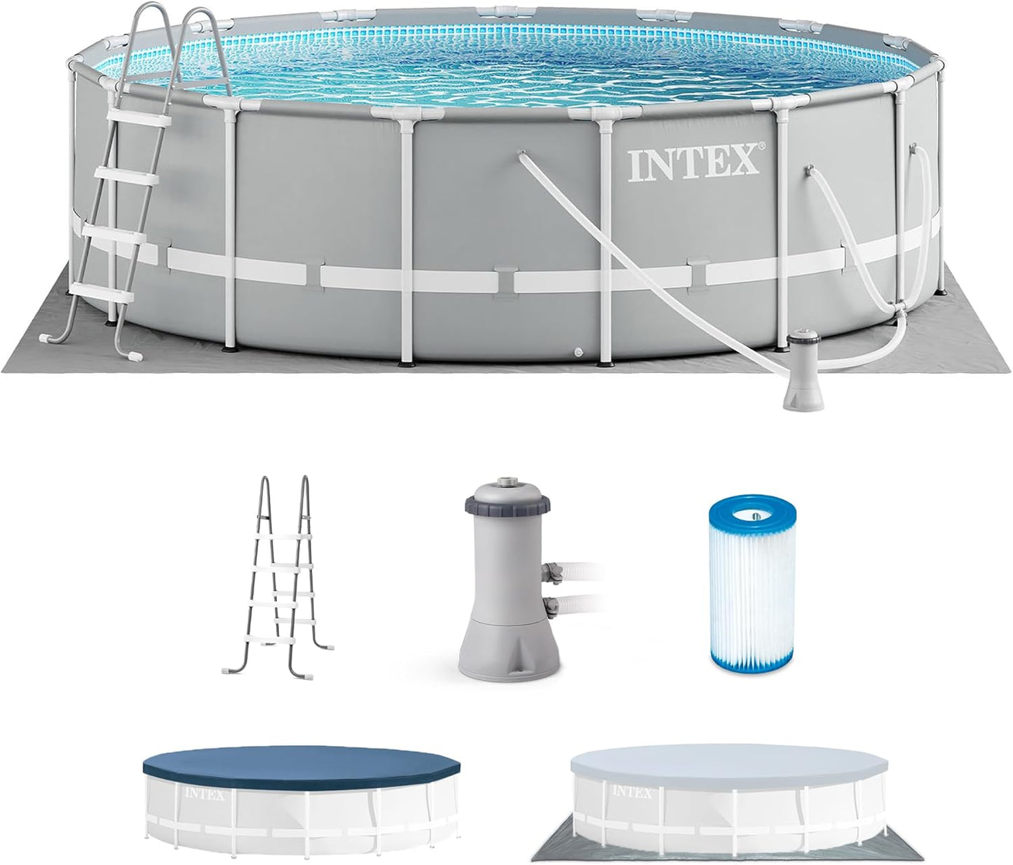 Intex 26711EH Prism Frame Premium Above Ground Swimming Pool Set: 12ft x 30in – Includes 530 GPH Cartridge Filter Pump – SuperTough Puncture Resistant – Rust Resistant – 1718 Gallon Capacity