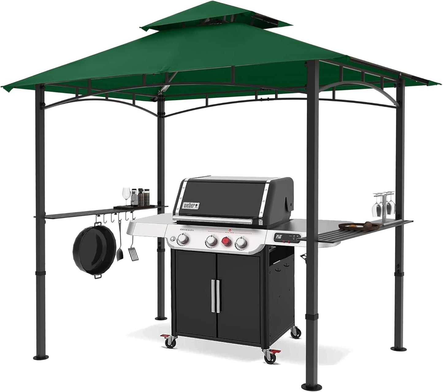 MASTERCANOPY 8 x 5 Grill Gazebo Outdoor BBQ Gazebo Canopy with 2 LED Lights (Gray)
