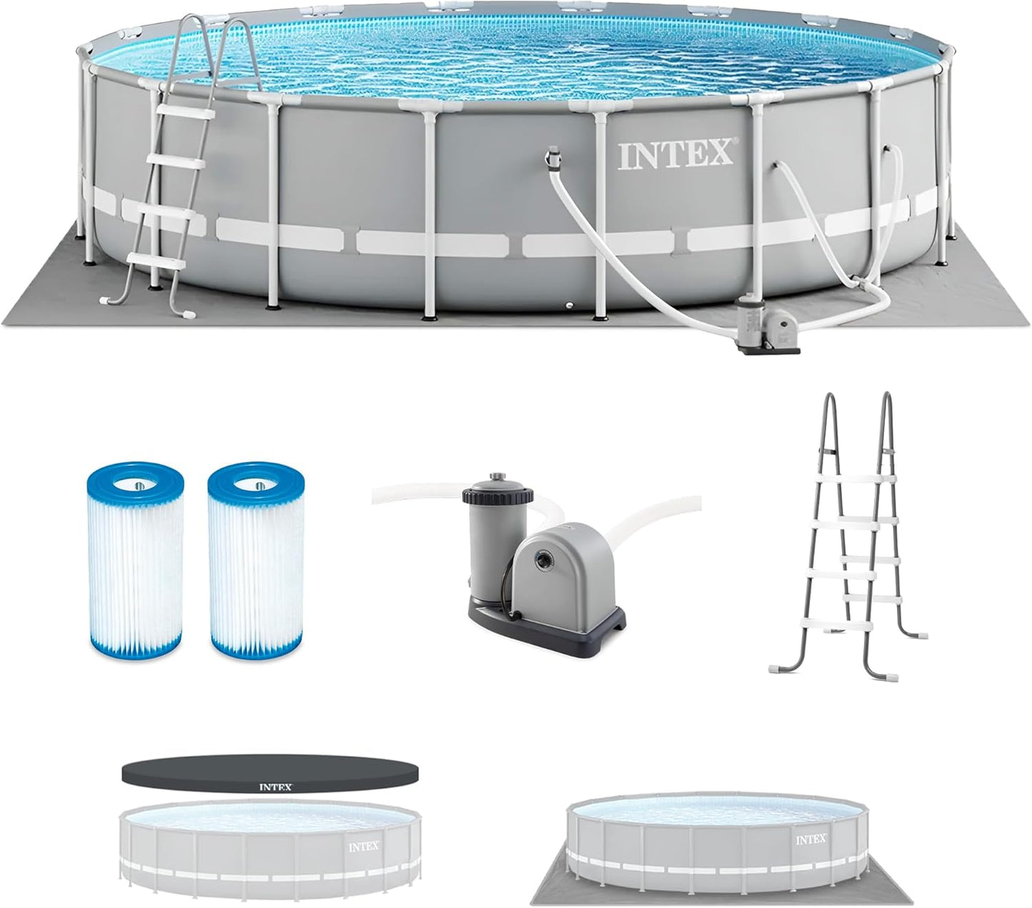 Intex 26711EH Prism Frame Premium Above Ground Swimming Pool Set: 12ft x 30in – Includes 530 GPH Cartridge Filter Pump – SuperTough Puncture Resistant – Rust Resistant – 1718 Gallon Capacity