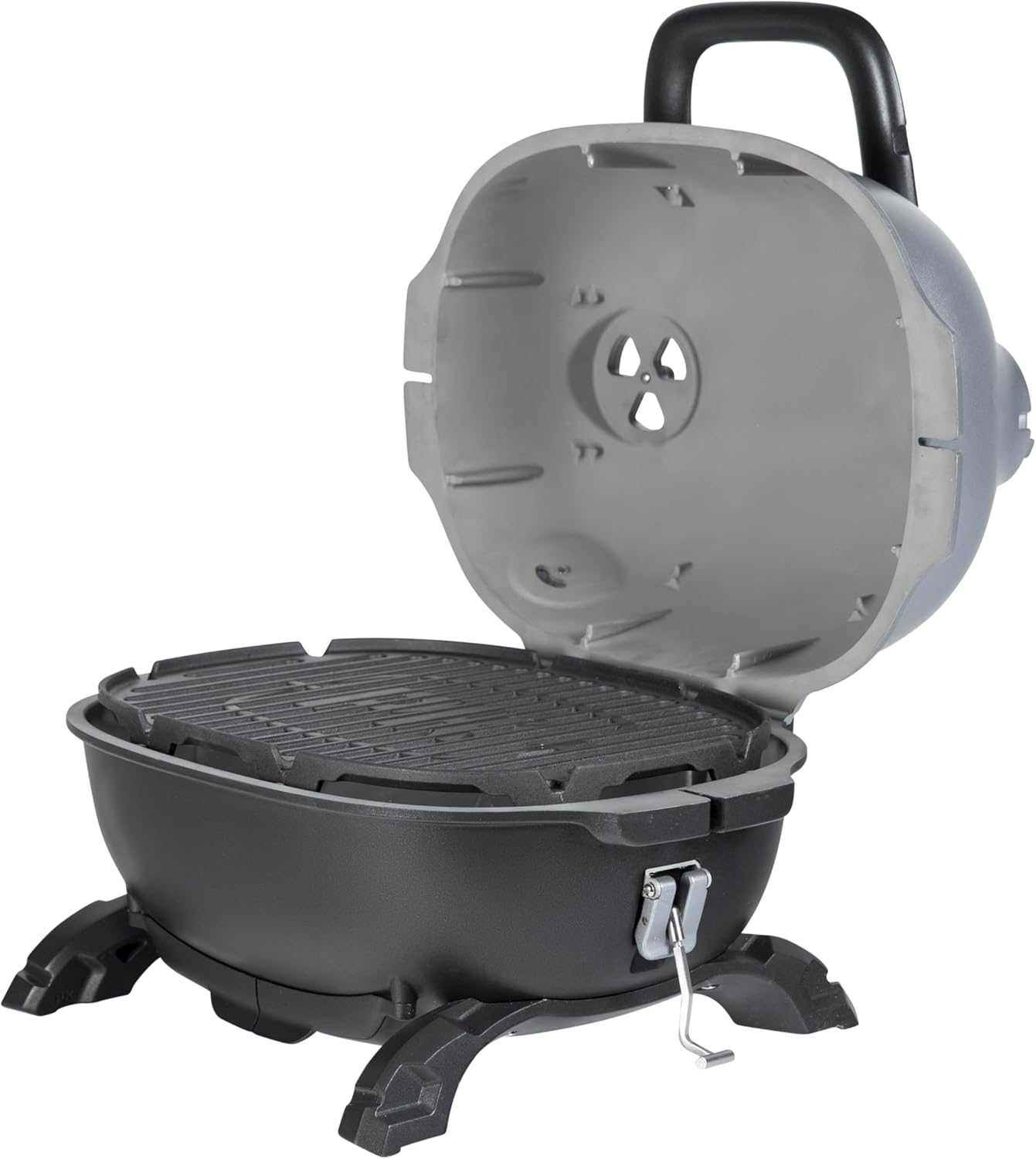 PK Grills Portable Charcoal Grill and Smoker with Lid, Mini Grill, Cast Iron Cooking Grate, Aluminum Outdoor Smoker, Barbecue Grill for Camping, Backyard Grilling, Park, Tailgating, Grey