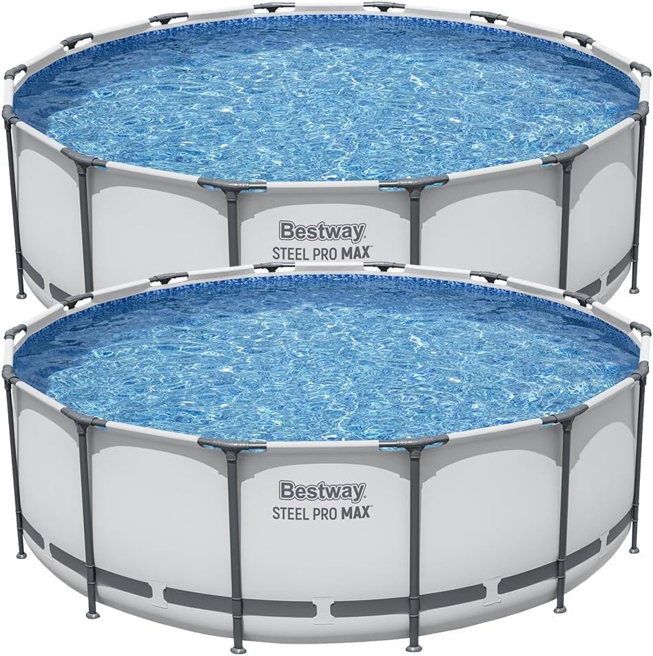 Bestway Steel Pro MAX 15’ x 48" Round Metal Steel Frame Above Ground Outdoor Backyard Swimming Pool for Families, Pool ONLY