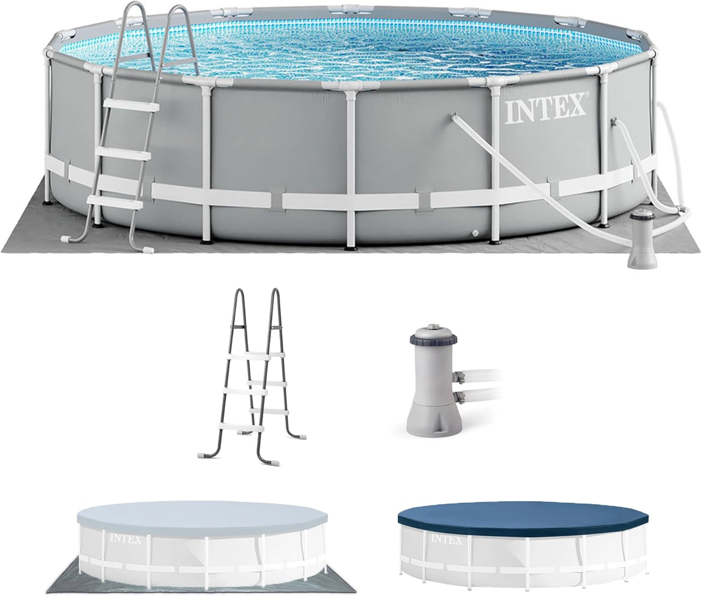 Intex 26711EH Prism Frame Premium Above Ground Swimming Pool Set: 12ft x 30in – Includes 530 GPH Cartridge Filter Pump – SuperTough Puncture Resistant – Rust Resistant – 1718 Gallon Capacity