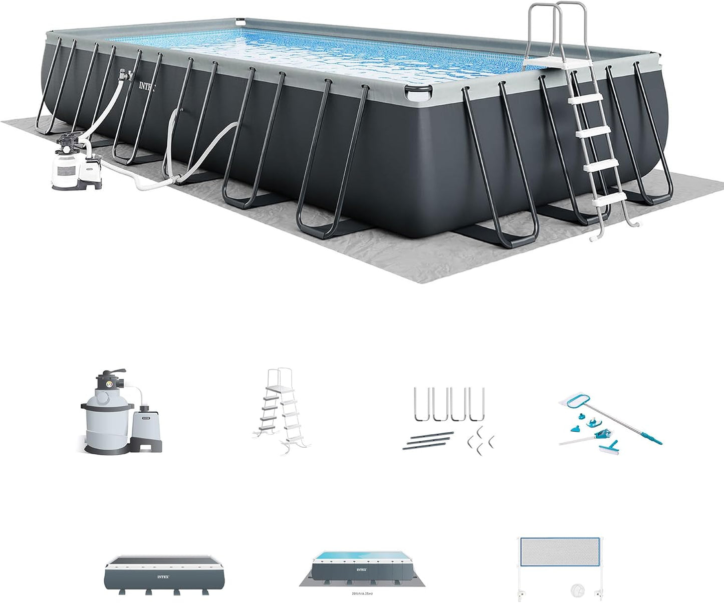 INTEX 26373EH Ultra XTR Deluxe Rectangular Above Ground Swimming Pool Set: 32ft x 16ft x 52in – Includes 2800 GPH Sand Filter Pump – Easy Assembly