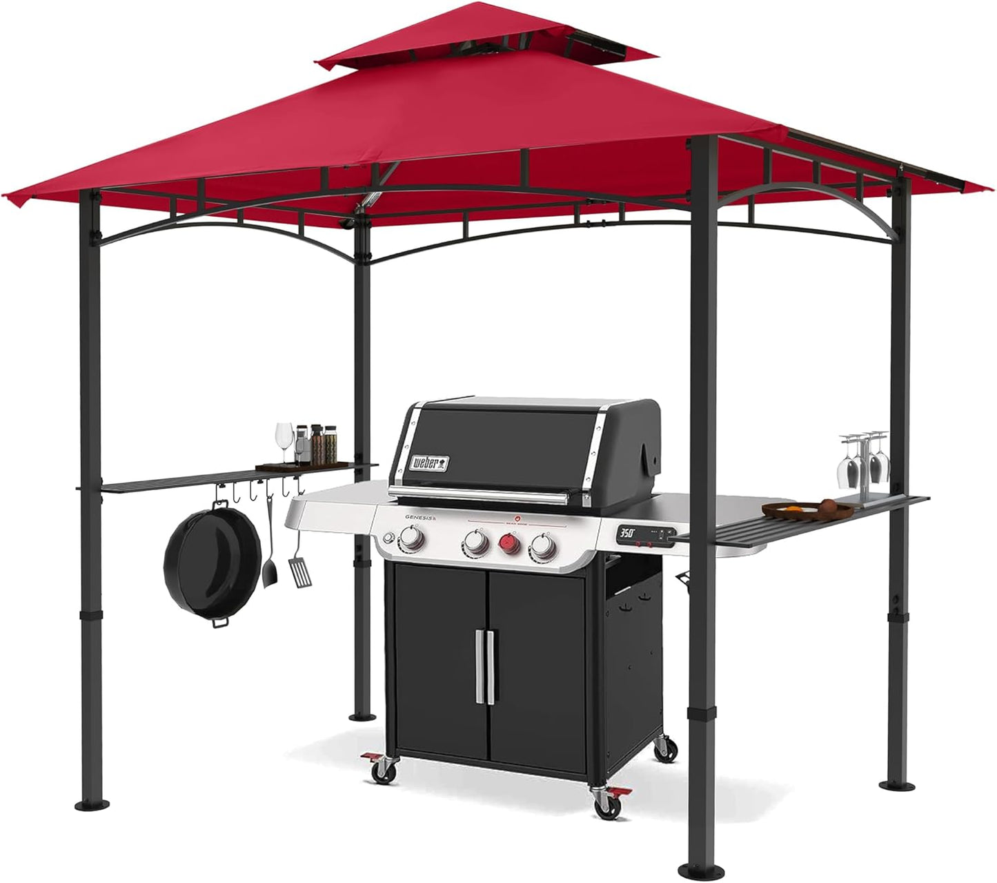MASTERCANOPY 8 x 5 Grill Gazebo Outdoor BBQ Gazebo Canopy with 2 LED Lights (Gray)