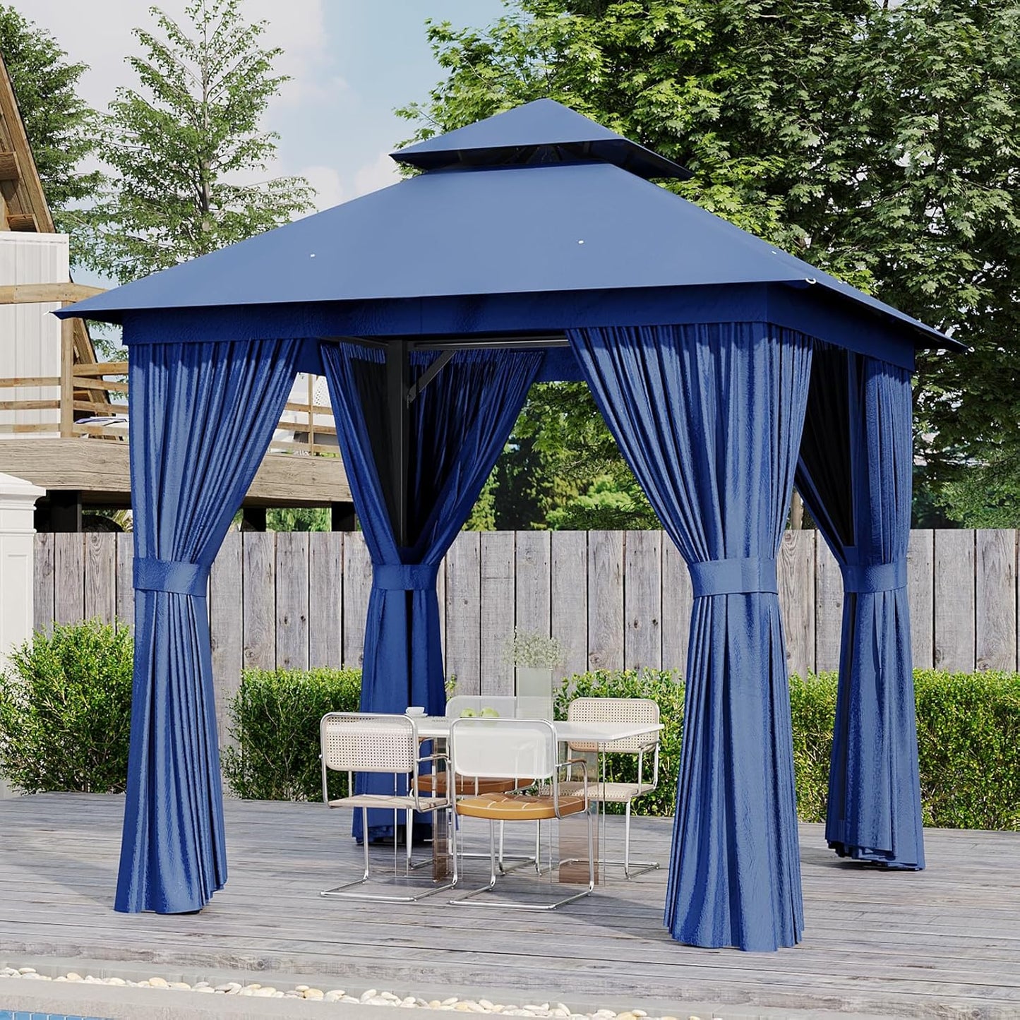 AOXUN Outdoor Gazebo for Patio 10x12, Metal Frame Canopy with Double Roofs, Heavy Duty Party Tent and Shelter with Mosquito Netting and Privacy Screen for Backyard, Lawn, Garden, Deck