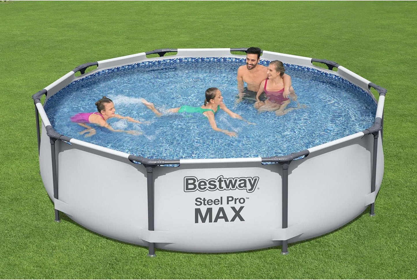 Bestway Steel Pro MAX 10 Foot x 30 Inch Round Metal Frame Above Ground Outdoor Backyard Swimming Pool Set with 330 GPH Filter Pump