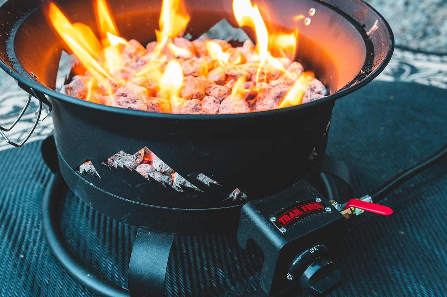 Trail Fire 4-in-1 Grill Portable BBQ with Grill, Wok, Pizza Oven, and portable Fire Pit (Pizza Stone & Carry Bag Included) - 16" Grilling Surface