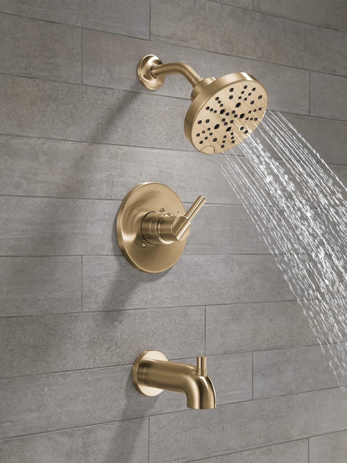 Delta Nicoli 14 Series H2Okinetic Bathtub and Shower Faucet Set, Brushed Gold Shower Head and Handle Set, Valve Trim Kit, Champagne Bronze 144749-CZ (Valve Included)