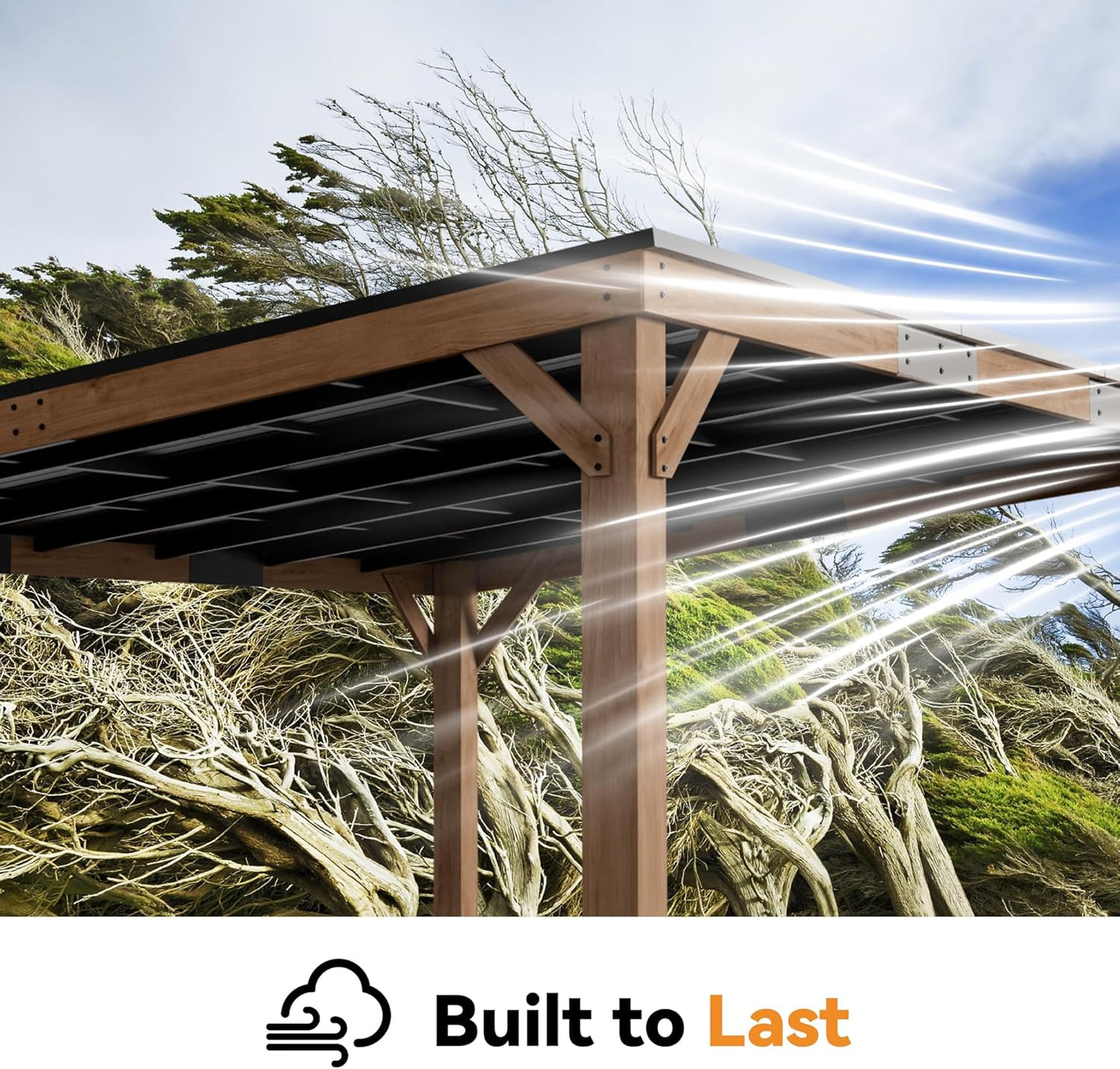 Modern Shade Supreme Cedar Wood Gazebo 12' x 16' with Hardtop Slope Roof, Wooden Grill Gazebo with Durable and Rot-Resistant, Supports Snow Loads and High Wind Speeds, Ideal for Backyard, Deck, Garden